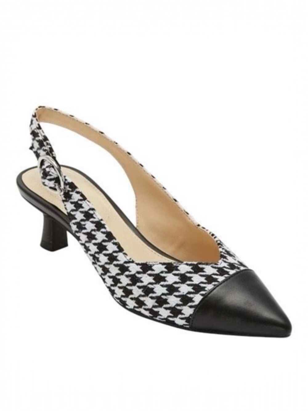 Liz Claiborne Quitman Houndstooth Pointed Toe Kitten Heel Slingback Pump Size 11